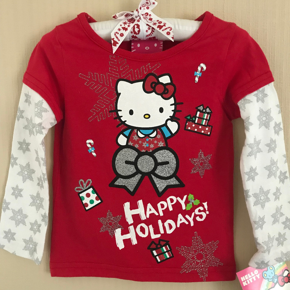 Hello Kitty Baby Toddler Girl Holiday Christmas  Red Tee Top NWT